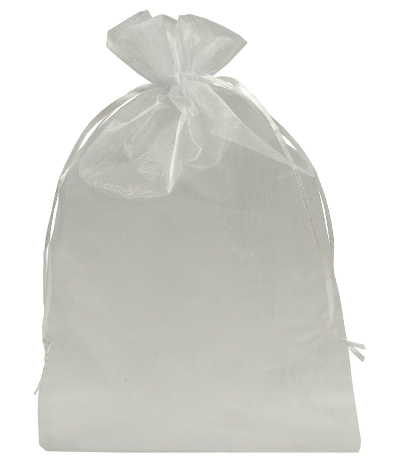 Ankirol 100pcs Sheer Organza Favor Bags 8 X 12 Large Organza Drawstring Bags white - Image 2