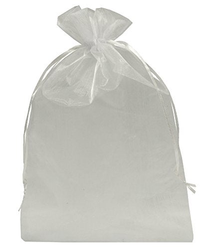 Ankirol 100pcs Sheer Organza Favor Bags 8 X 12 Large Organza Drawstring Bags white - Image 1
