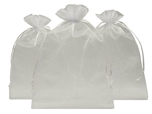 Ankirol 100pcs Sheer Organza Favor Bags 8 X 12 Large Organza Drawstring Bags white - Image 3