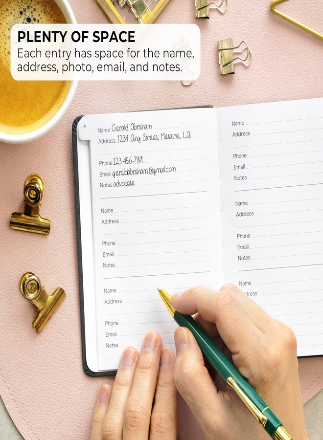Clever Fox Address Book with alphabetic tabs - PU leather telephone and address book for keeping contacts safe, Contact Organizer Journal, Small Size (4.0″ x 5.5″), Hardcover, Black - Image 3