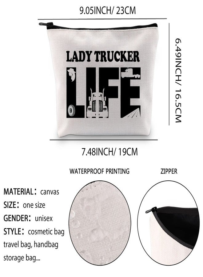 XYANFA Lady Trucker Makeup Bag Lady Trucker Life Truck Driving Gifts Womens Female Truck Driver Zipper Pouch (LADY TRUCKER LIFE) - Image 2