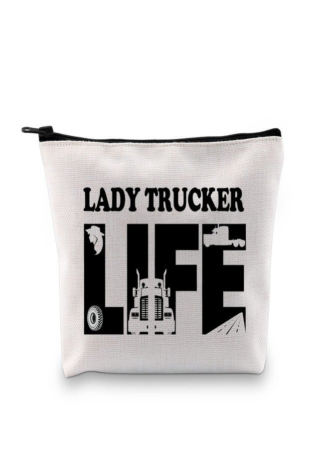XYANFA Lady Trucker Makeup Bag Lady Trucker Life Truck Driving Gifts Womens Female Truck Driver Zipper Pouch (LADY TRUCKER LIFE) - Image 1