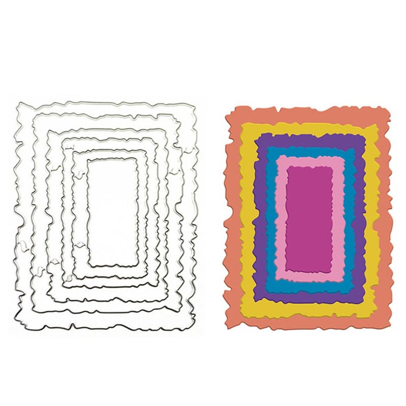 6 Pcs Rectangle Frame Metal Die Cuts Photo Frame Rectangular Background Wedding Cutting Dies Cut Stencils for DIY Photo Decorative Embossing Paper Dies for Scrapbooking Card Making