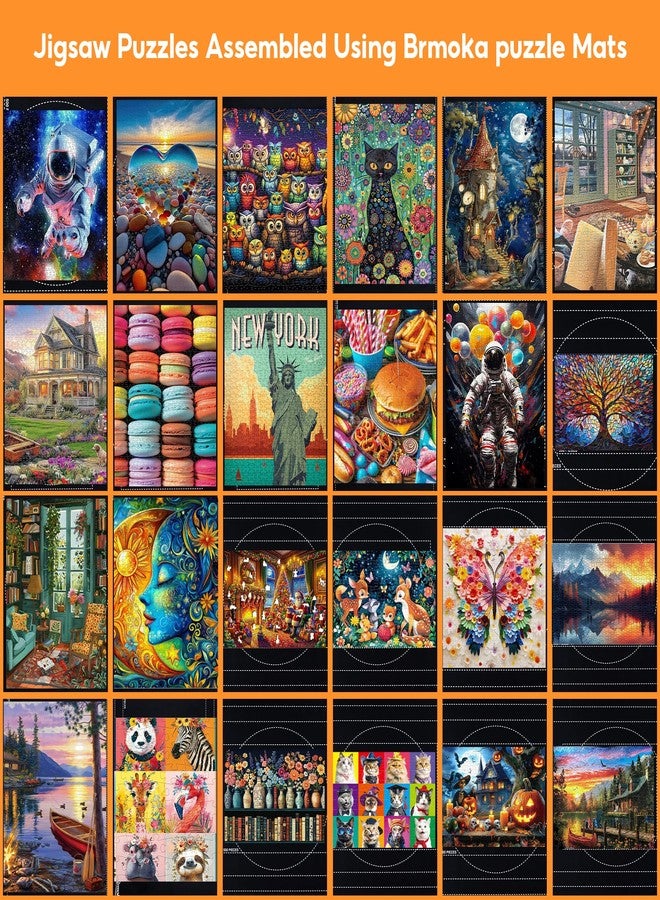 Brmoka Jigsaw Puzzle Mat Roll Up, Puzzles Saver Pad 55" x 36" Portable Puzzle Board Keeper Up to 3000 Pieces, Non-Slip Rubber Bottom and Smooth Top with 4 Puzzle Sorting Trays, Travel Storage Bag & Gift Box - Image 3