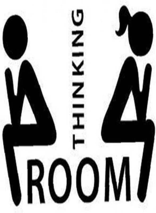 DPWOUM 1pc Black Thinking Toilet Decals Wall Decor,Funny Removable Thinking Room Ladies Gents Stickers Mural for Washroom Bathroom Wc Sign Home DecorationDeft Processed,Toilet Lid DecalsToilet Accessories - Image 1