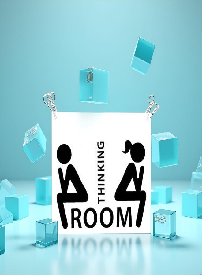 DPWOUM 1pc Black Thinking Toilet Decals Wall Decor,Funny Removable Thinking Room Ladies Gents Stickers Mural for Washroom Bathroom Wc Sign Home DecorationDeft Processed,Toilet Lid DecalsToilet Accessories - Image 5