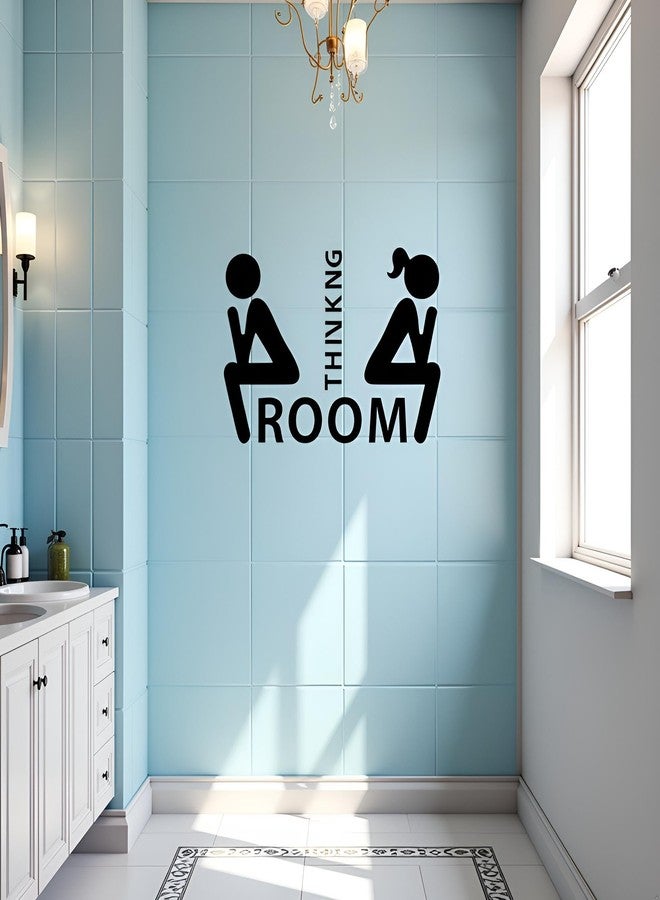DPWOUM 1pc Black Thinking Toilet Decals Wall Decor,Funny Removable Thinking Room Ladies Gents Stickers Mural for Washroom Bathroom Wc Sign Home DecorationDeft Processed,Toilet Lid DecalsToilet Accessories - Image 4