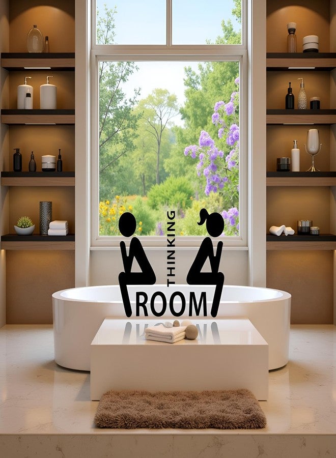 DPWOUM 1pc Black Thinking Toilet Decals Wall Decor,Funny Removable Thinking Room Ladies Gents Stickers Mural for Washroom Bathroom Wc Sign Home DecorationDeft Processed,Toilet Lid DecalsToilet Accessories - Image 2