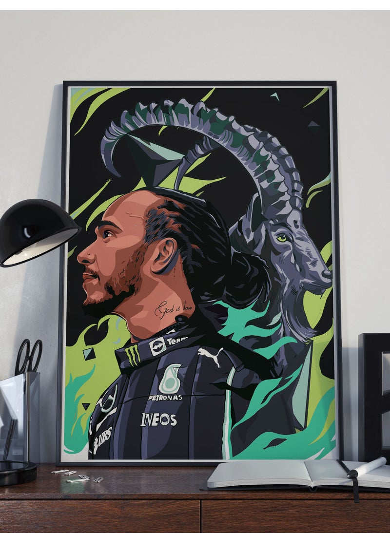 Boomah Accessories Lewis Hamilton THE GOAT F1 W12 Mclaren Mercedes Amg F1 W12 Constructors Champion 2021 F1 Poster with Frame 30x40cm 