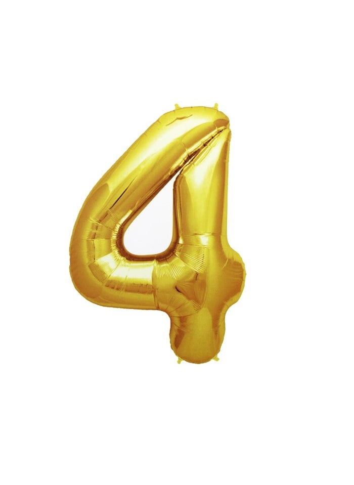 PARTY FUN Foil Number Balloon 16" No.4 Golden Color  - Image 1