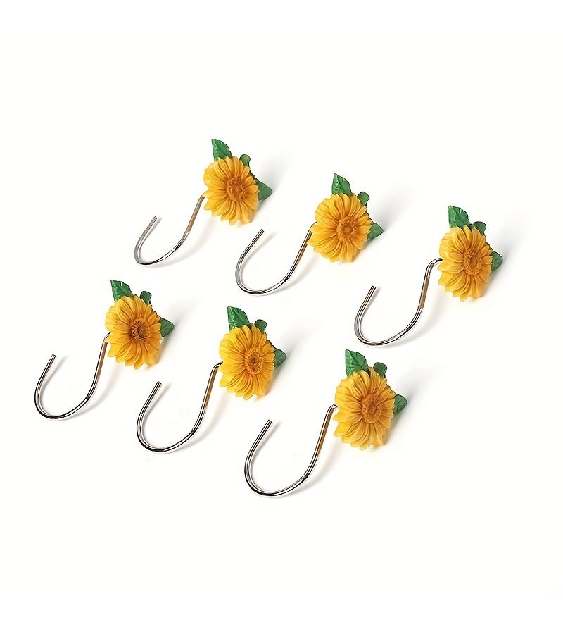 Sunflower Harvest Thanksgiving Metal Resin Shower Curtain Hooks 12Pcs - Image 5