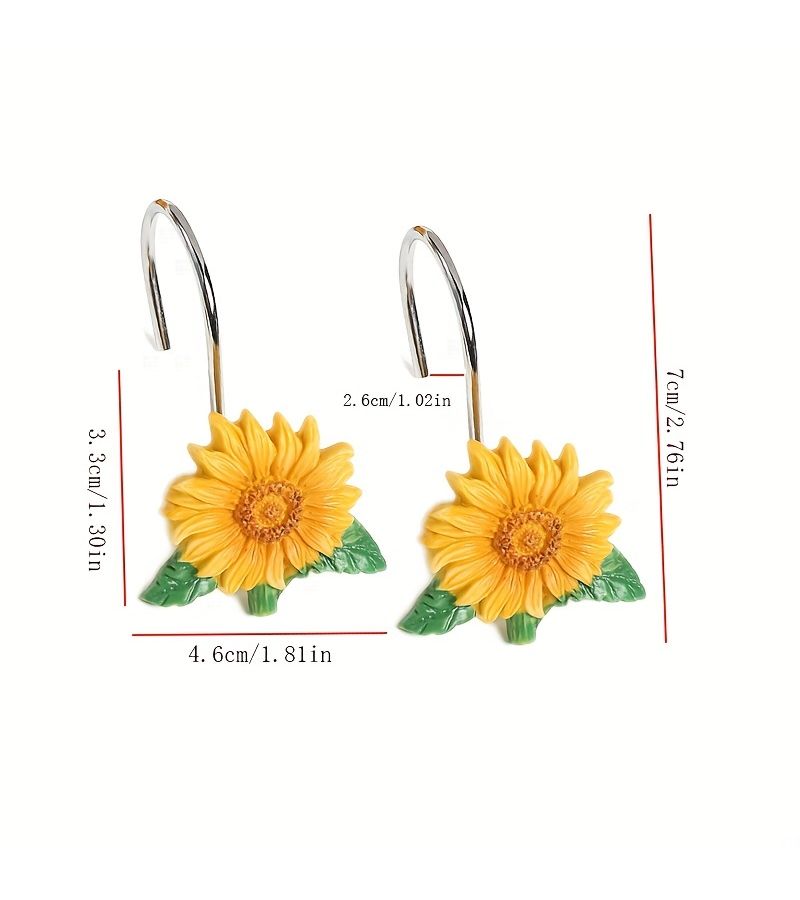 Sunflower Harvest Thanksgiving Metal Resin Shower Curtain Hooks 12Pcs - Image 3