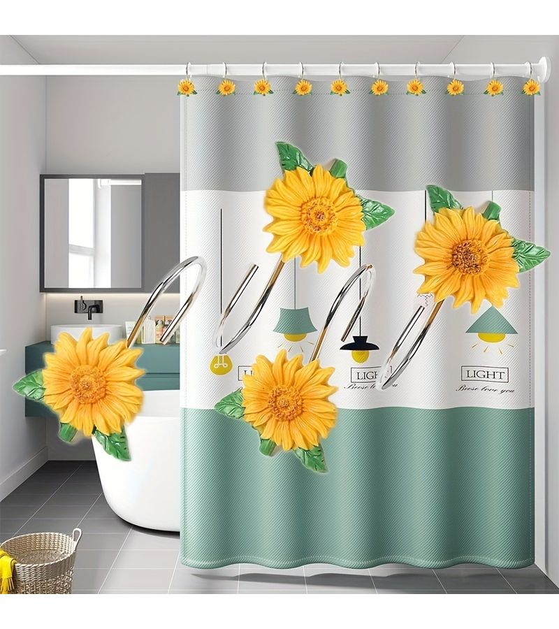 Sunflower Harvest Thanksgiving Metal Resin Shower Curtain Hooks 12Pcs - Image 2