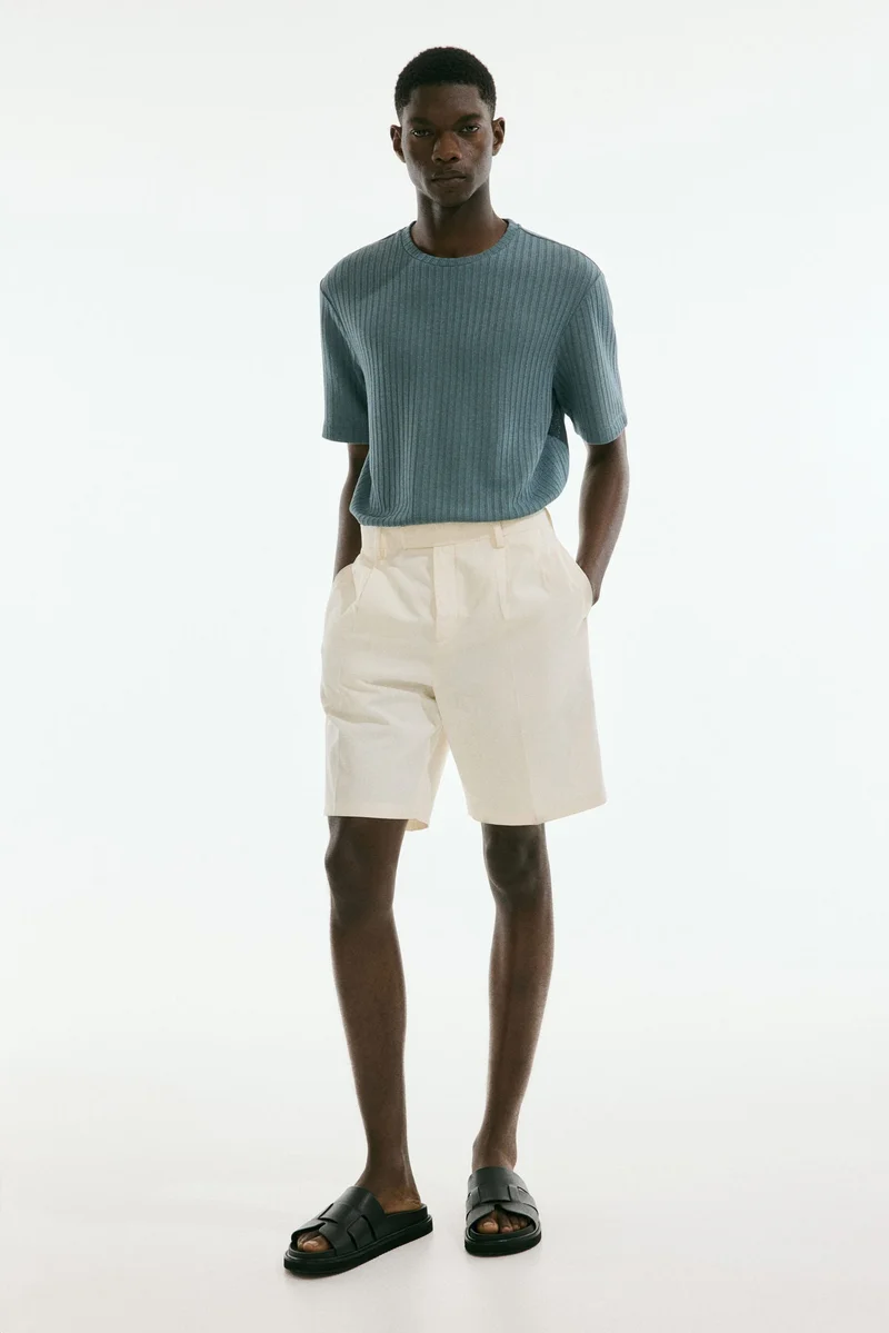 H&M Regular Fit Rib-knit T-shirt