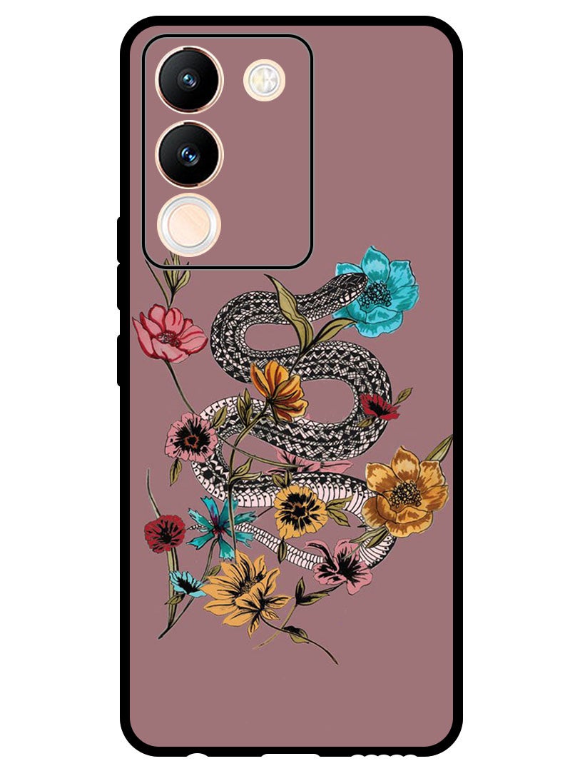Theodor Protective Case Anti Scratch Shock Proof Bumper Cover For Vivo Y200 Flower Snake - Image 1