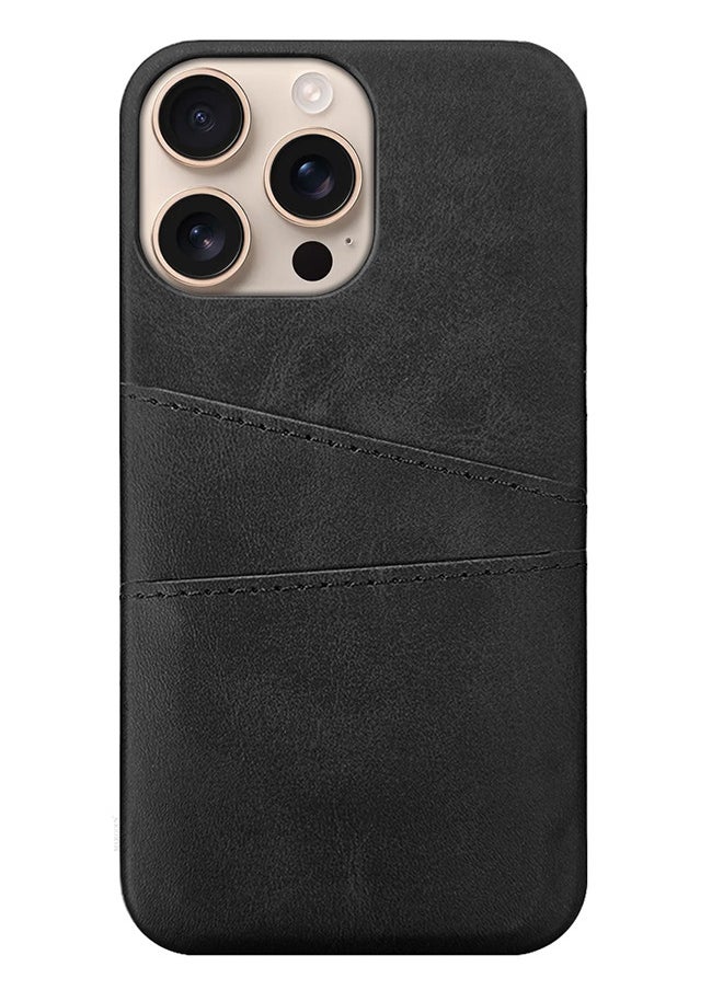 CATANES iPhone 16 Pro Max 2Packs Case Cover Leather with Card Holder for Men Women Phone Case with 3D Screen Protector  - Black  - Image 2