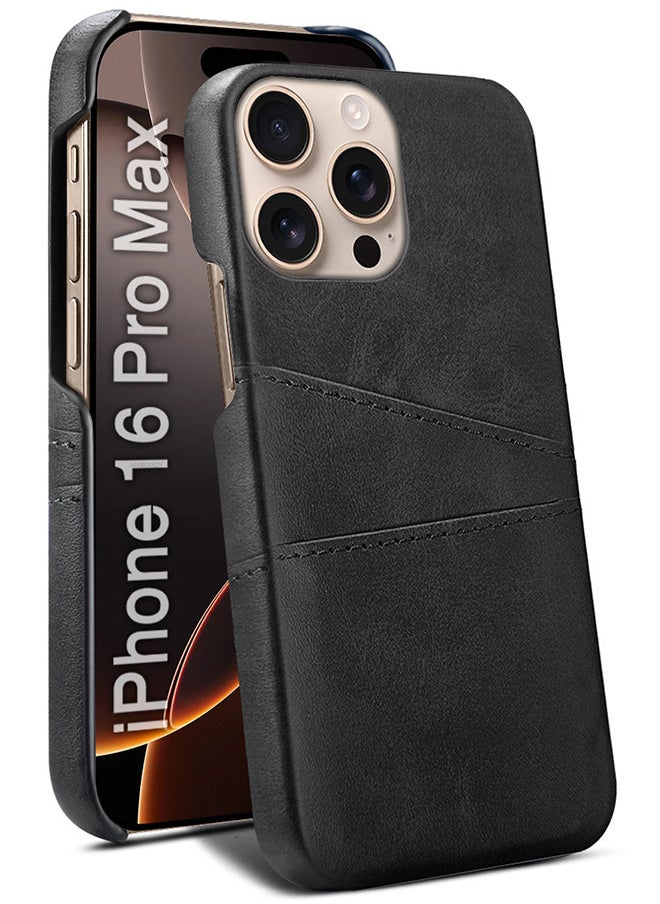 CATANES iPhone 16 Pro Max 2Packs Case Cover Leather with Card Holder for Men Women Phone Case with 3D Screen Protector  - Black  - Image 3