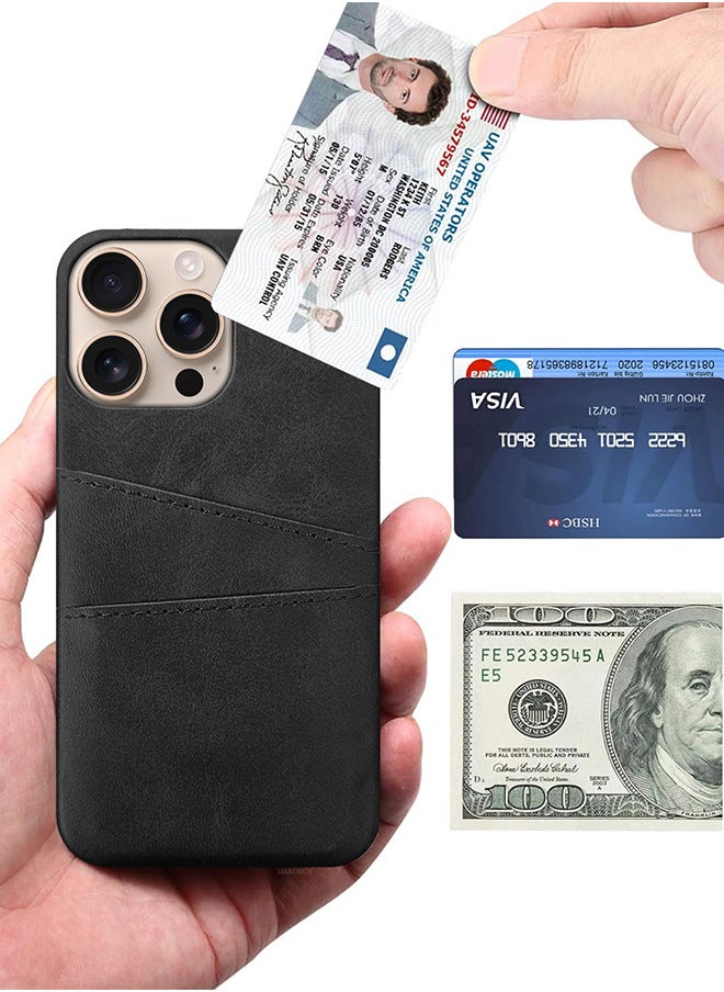 CATANES iPhone 16 Pro Max 2Packs Case Cover Leather with Card Holder for Men Women Phone Case with 3D Screen Protector  - Black  - Image 4