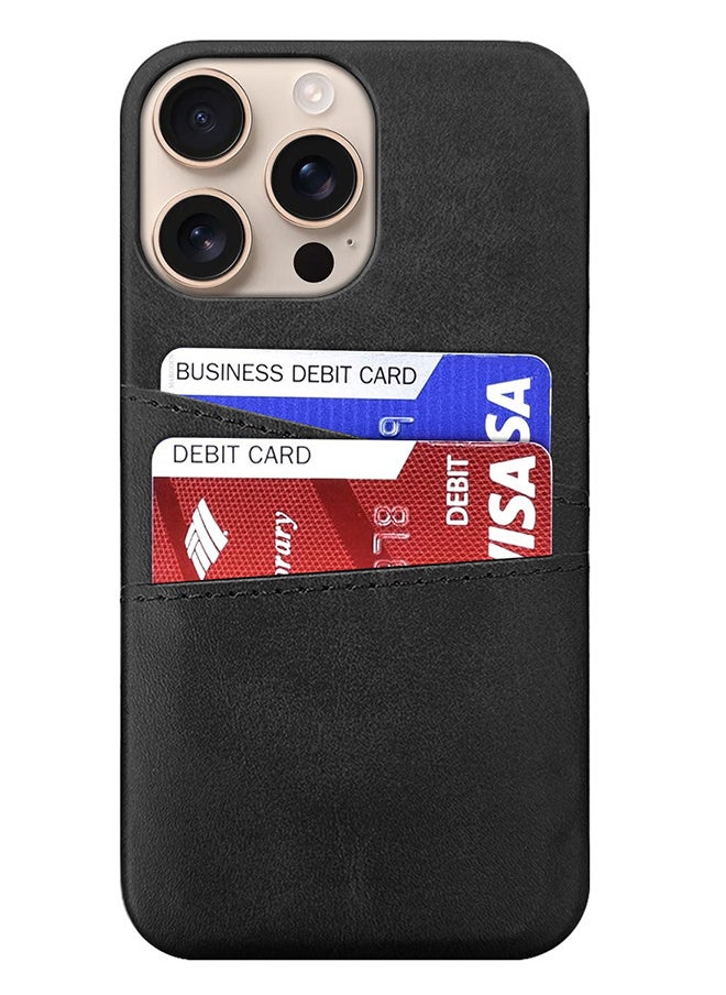 CATANES iPhone 16 Pro Max 2Packs Case Cover Leather with Card Holder for Men Women Phone Case with 3D Screen Protector  - Black  - Image 5