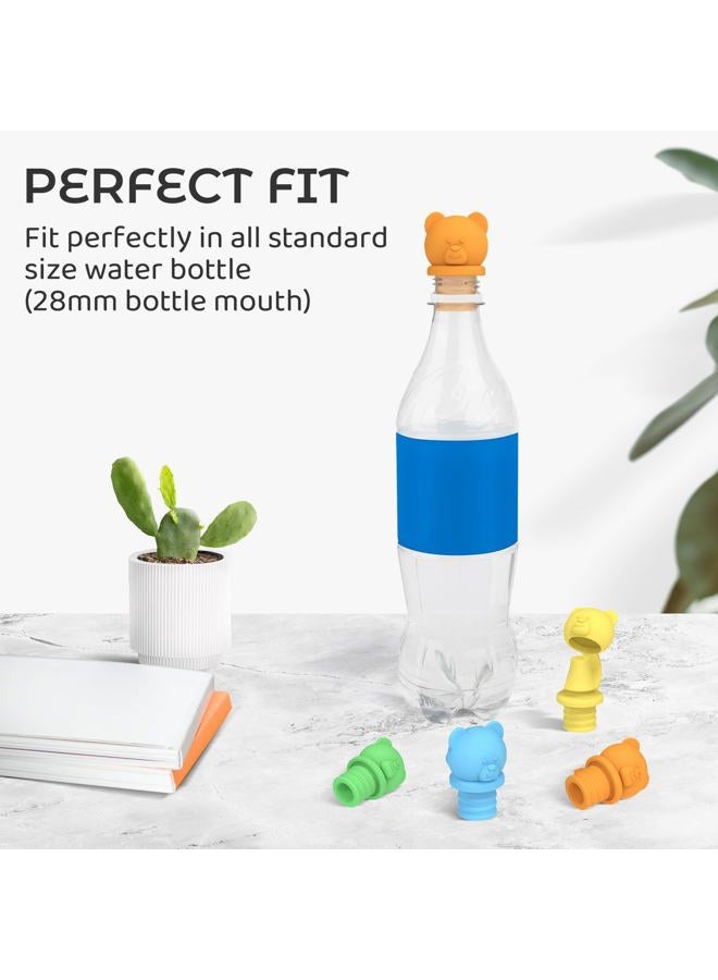 Giichen No Spill Water Bottle Caps - BPA Free Silicone Top Protects Child's Mouth, Replacement Spout Adapter for Toddlers to Adults - 4 Pack (Blue, Green, Yellow, Orange) - Image 4