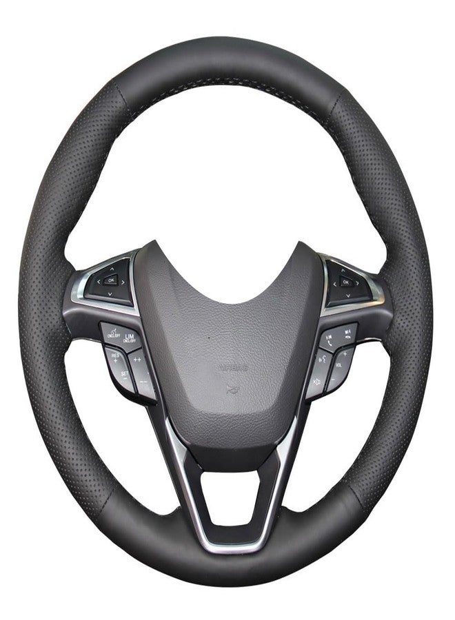 Eiseng DIY Sew StitchGenuine Leather Steering Wheel Covers for Ford Fusion 2013 2014 2015 2016 2017 2018 2019 2020 / for Ford Edge 4dr SUV 2015-2020 Interior Accessories 15 inches (Black Thread) - Image 1