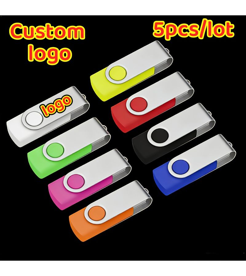 5pcs Lot Orange 64GB USB Flash Drives With Metal Silver Clip Custom Logo Options Available For Creative Gift USB Sticks - Image 5
