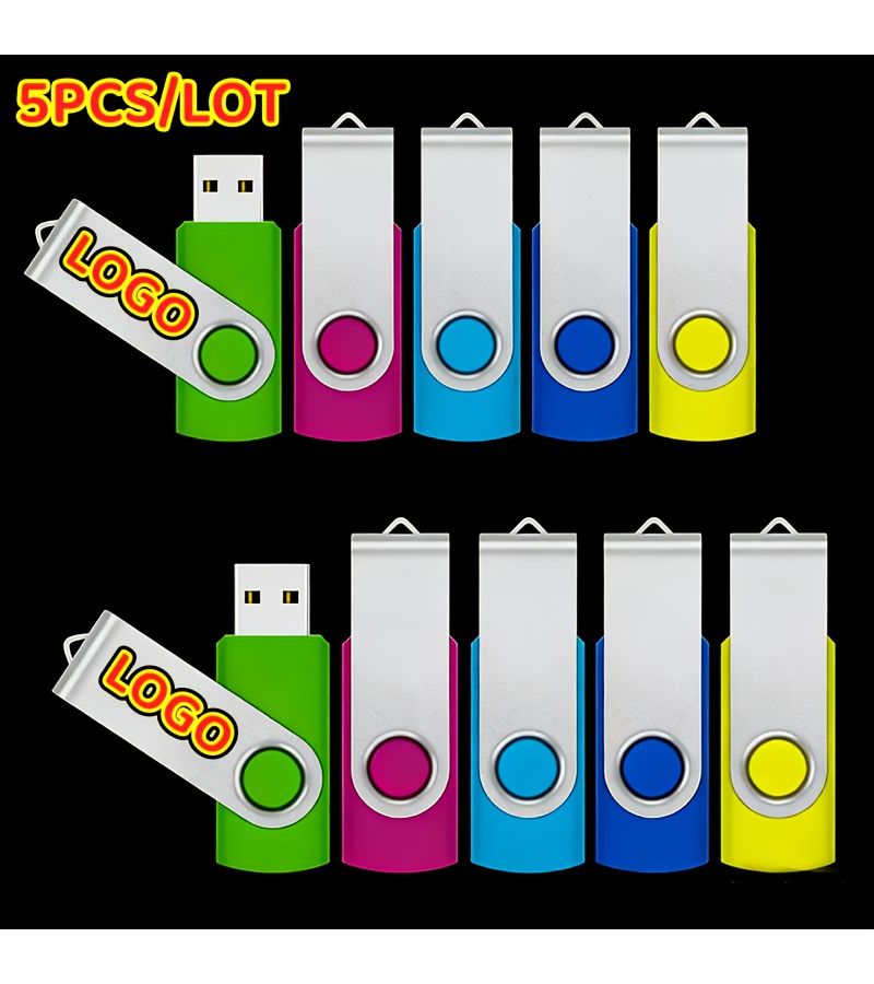 5pcs Lot Orange 64GB USB Flash Drives With Metal Silver Clip Custom Logo Options Available For Creative Gift USB Sticks - Image 4