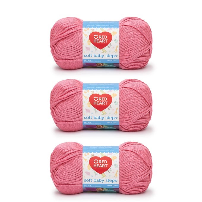 SOFT BABY STEPS STRAWBERRY YARN 3 PACK OF 141G5OZ ACRYLIC 4 MEDIUM WORSTED 256 YARDS KNITTING CROCHETING CRAFTS