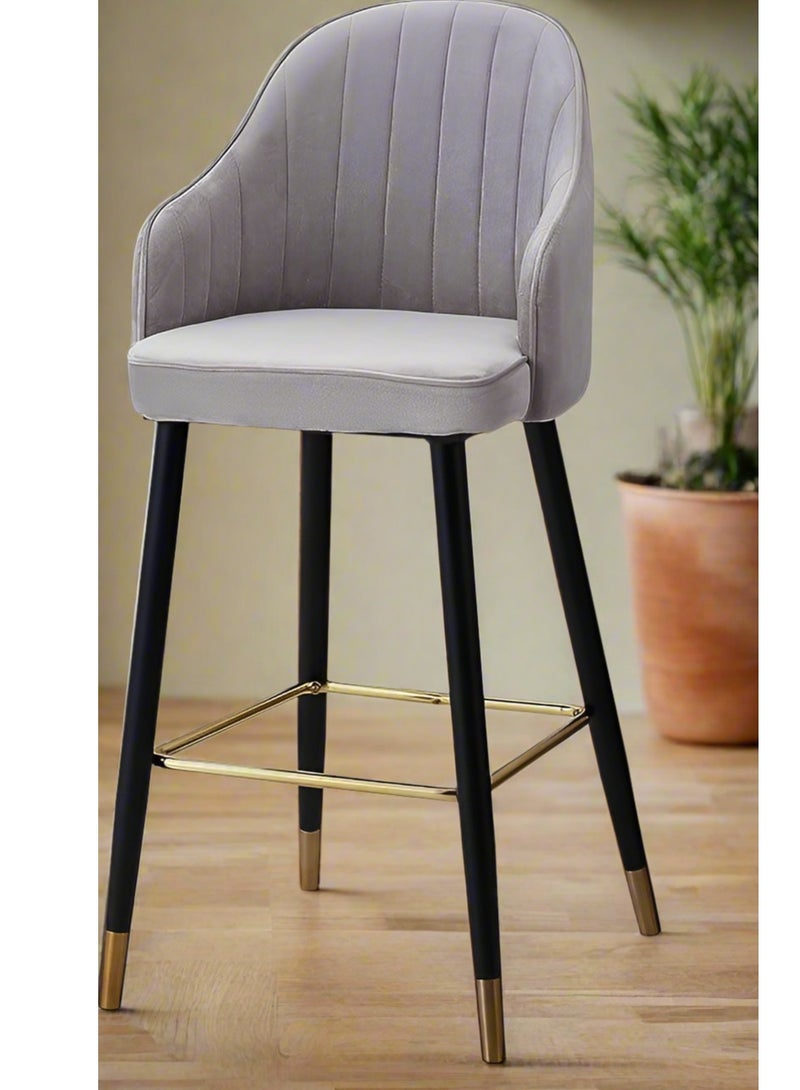 Wooden Twist Hassock Modern Cafe Dining Chair Metal Legs - Light Grey - Image 1