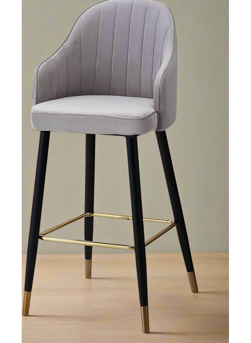 Wooden Twist Hassock Modern Cafe Dining Chair Metal Legs - Light Grey - Image 2