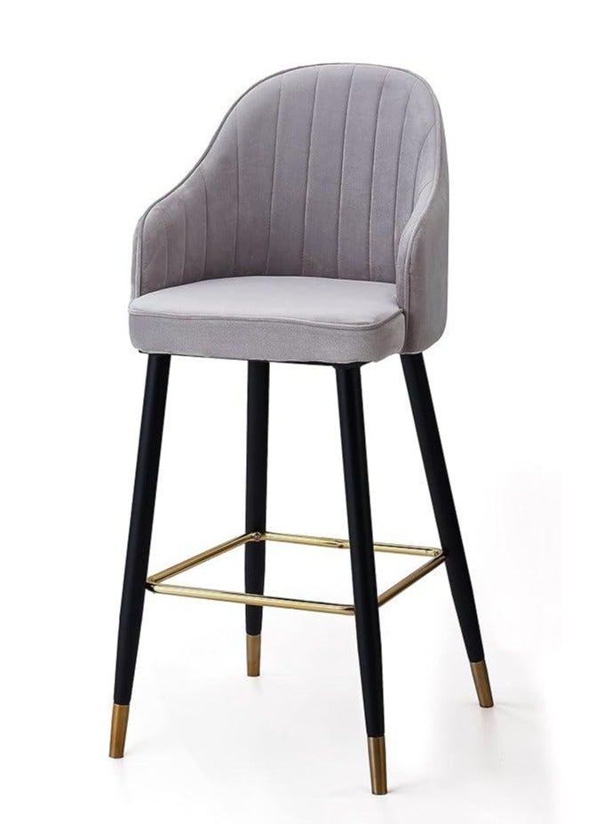 Wooden Twist Hassock Modern Cafe Dining Chair Metal Legs - Light Grey - Image 3