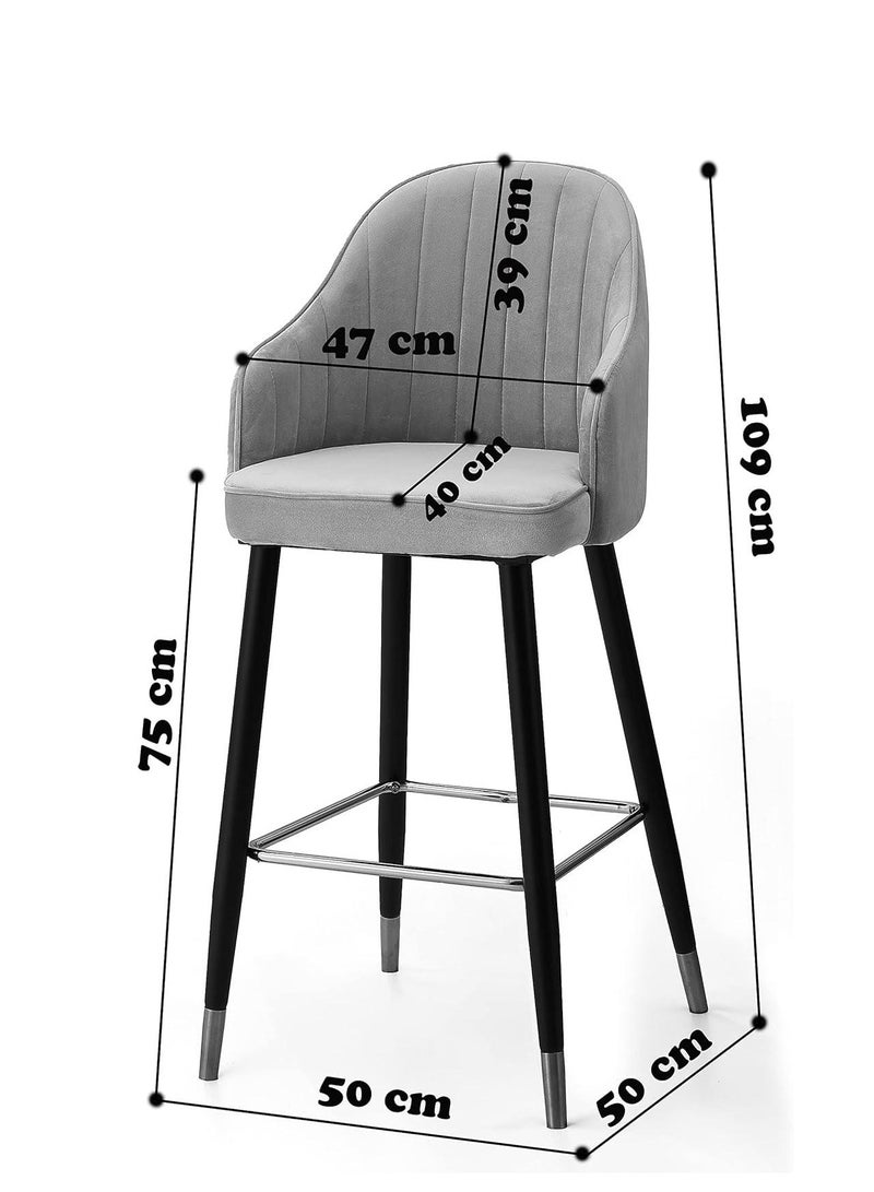 Wooden Twist Hassock Modern Cafe Dining Chair Metal Legs - Light Grey - Image 4