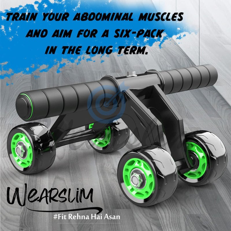 Wearslim ® جهاز تمرين البطن الاحترافي 4 عجلات - معدات صالة رياضية منزلية مثالية للرجال والنساء - متعدد الألوان - Image 2