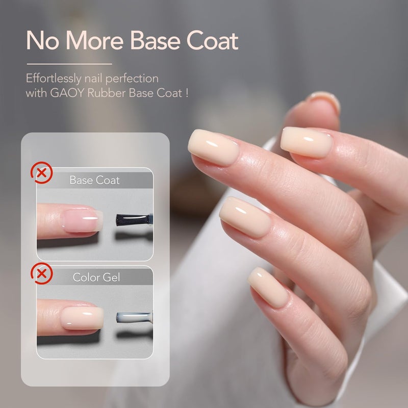 GAOY 6 Colors Rubber Base Gel Set, Jelly Builder Base Nail Gel Sheer Nude White Pink, 2-in-1 Soak Off Nail Strengthener, Petal Whisper - Image 2
