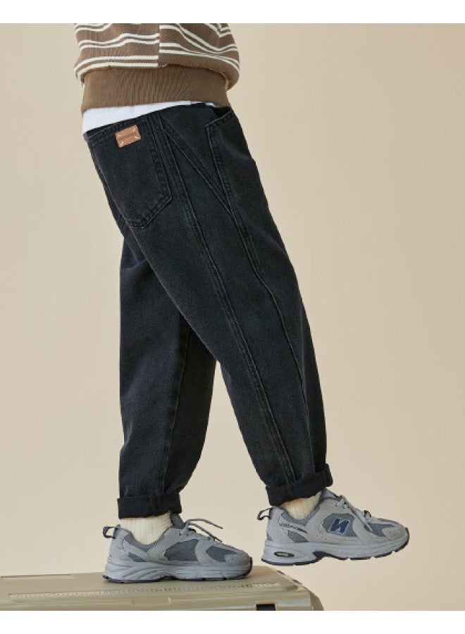 Retro Casual Style】 Boys' Washed Jeans 2025 Spring/autumn Collection, Trendy And Versatile Long Pants For Big Kids - Image 1