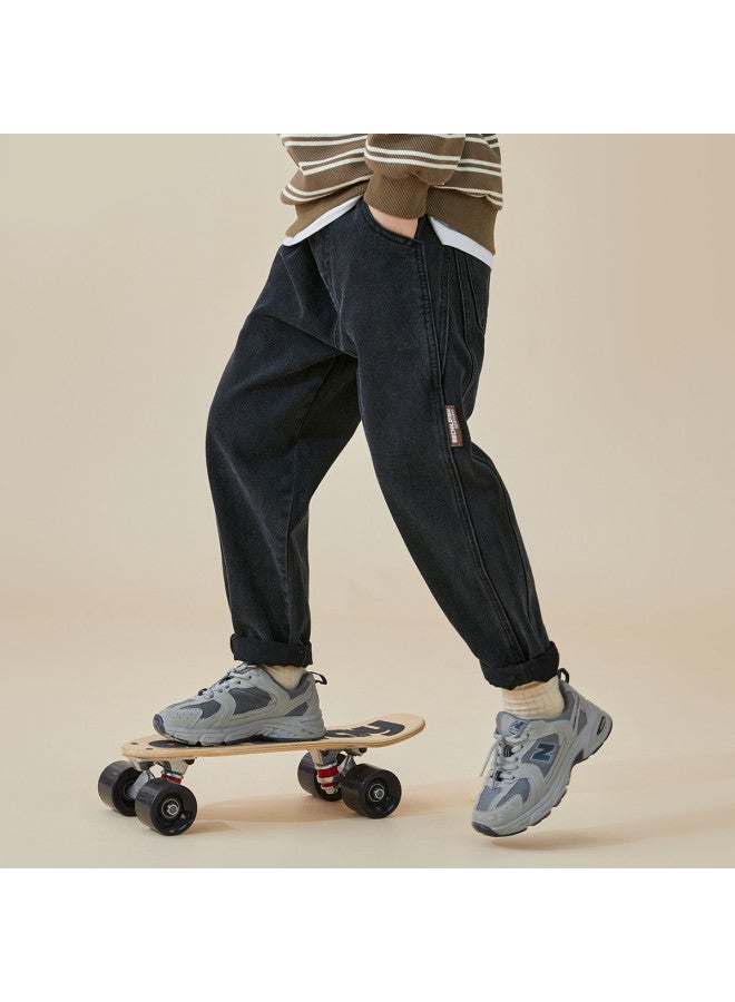 Retro Casual Style】 Boys' Washed Jeans 2025 Spring/autumn Collection, Trendy And Versatile Long Pants For Big Kids - Image 4