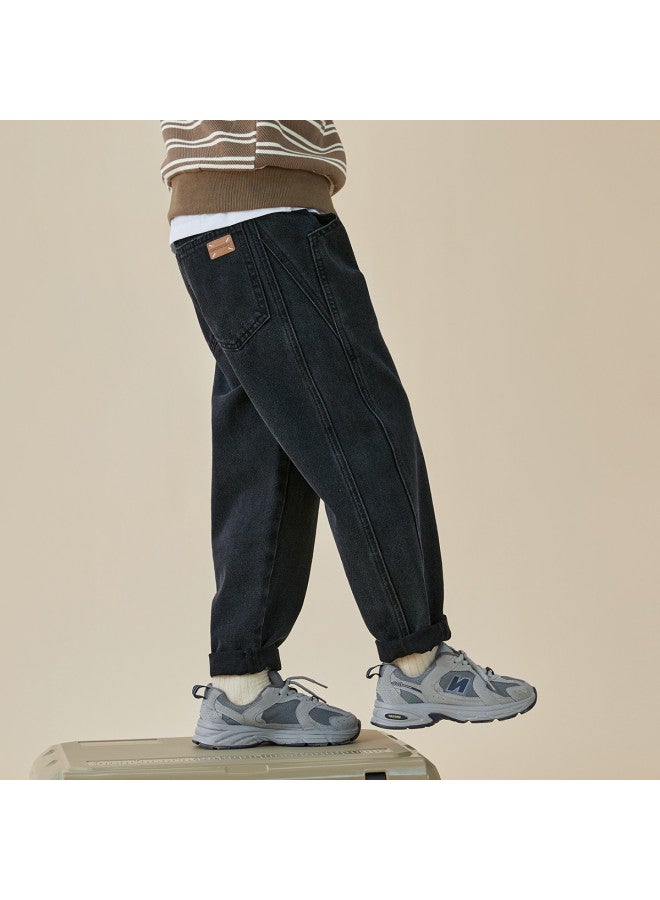 Retro Casual Style】 Boys' Washed Jeans 2025 Spring/autumn Collection, Trendy And Versatile Long Pants For Big Kids - Image 2