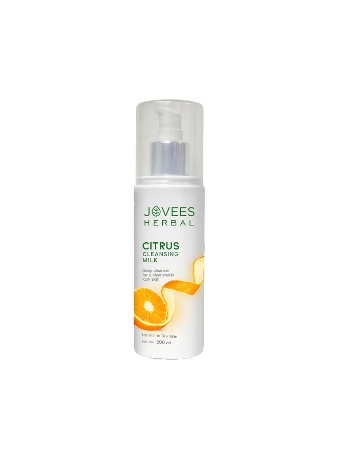 Jovees Herbal Citrus Cleansing Milk For soft, Clean & Healthy skin with Lemon Peel, Almond & Coconut Oil | Gentler Cleanser For Make-up and Dirt Keeps your skin toned | For Normal to Dry Skin- 200ml - Image 1