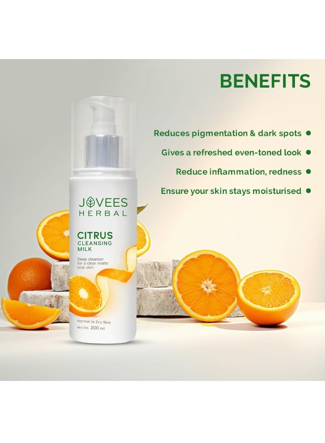 Jovees Herbal Citrus Cleansing Milk For soft, Clean & Healthy skin with Lemon Peel, Almond & Coconut Oil | Gentler Cleanser For Make-up and Dirt Keeps your skin toned | For Normal to Dry Skin- 200ml - Image 5