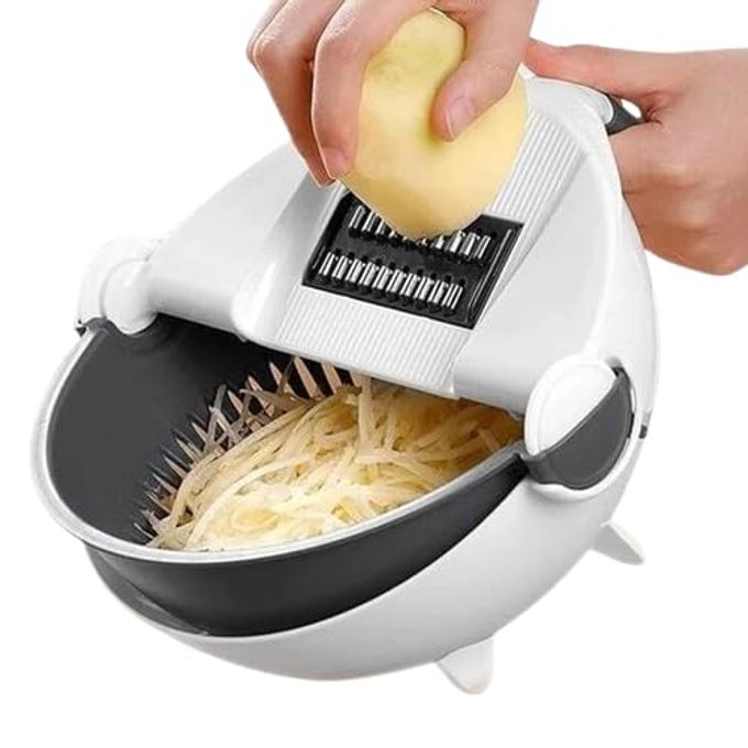 10 IN1 MULTIFUNCTIONAL VEGETABLE FRUIT CUTTERSLICER SHREDDER WITH ROTATING DRAIN BASKET MULTICOLOR PACK OF 1