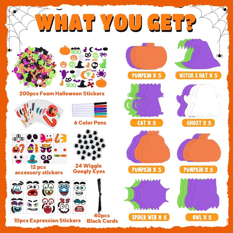 Max Fun 332PCS Halloween Crafts for Kids, Halloween Activities Foam Pumpkins for Crafts Stickers Gift Kits, DIY Art and Craft Set for Holiday Classroom Decorations Party Favors Supplies - Image 2