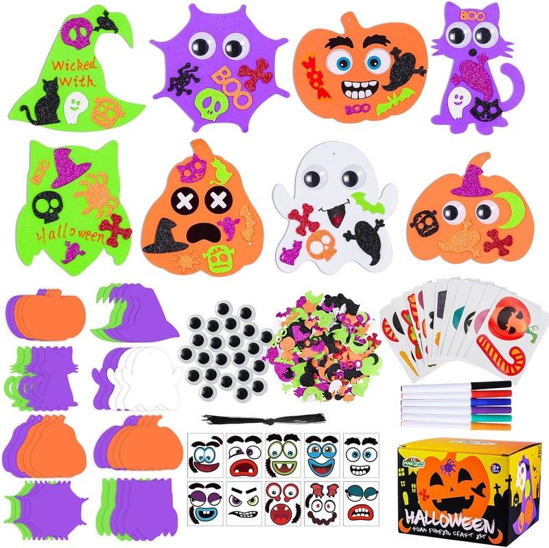 Max Fun 332PCS Halloween Crafts for Kids, Halloween Activities Foam Pumpkins for Crafts Stickers Gift Kits, DIY Art and Craft Set for Holiday Classroom Decorations Party Favors Supplies - Image 1