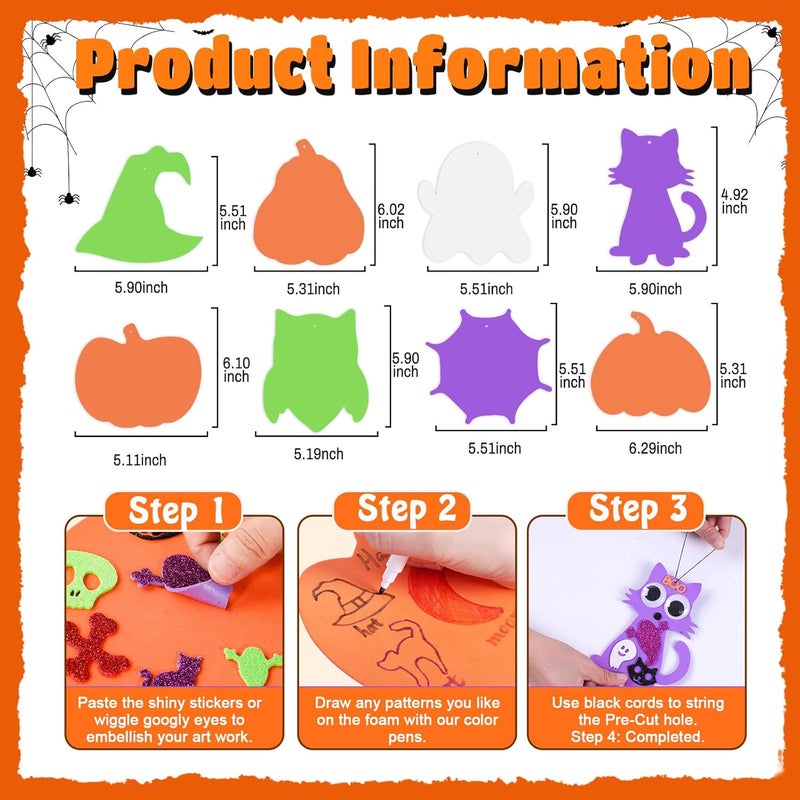 Max Fun 332PCS Halloween Crafts for Kids, Halloween Activities Foam Pumpkins for Crafts Stickers Gift Kits, DIY Art and Craft Set for Holiday Classroom Decorations Party Favors Supplies - Image 4