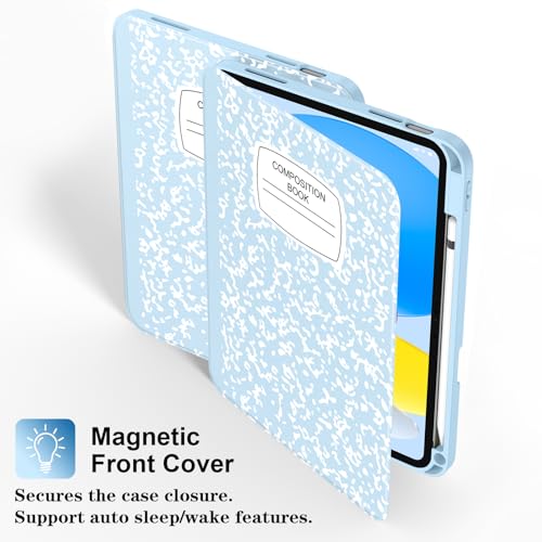 Supveco Case for iPad (A16) 11th Generation 11 inch (2025),iPad 10th Generation 10.9 inch (2022) with Pencil Holder-[Auto Wake/Sleep],Premium Folio Stand Case with Soft TPU Back Cover-Ice Blue - Image 4