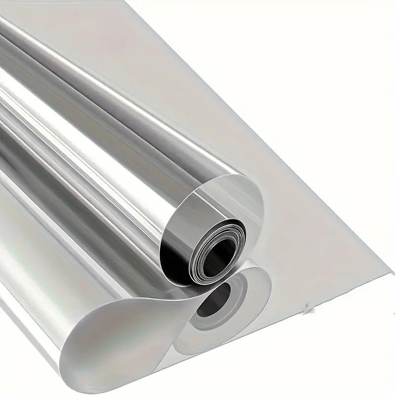 ROYAL BIRD Window Privacy Film One Way Window Tint for Home Static Cling Anti UV Sun Blocking Reflective NonAdhesive Window Privacy Silver 20inX180Inch - Image 1