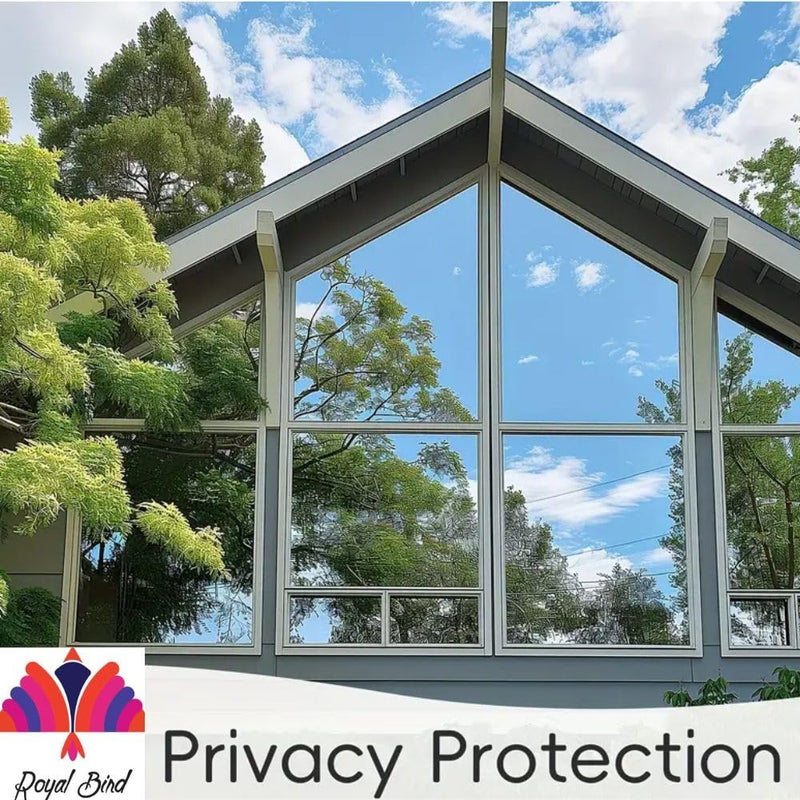ROYAL BIRD Window Privacy Film One Way Window Tint for Home Static Cling Anti UV Sun Blocking Reflective NonAdhesive Window Privacy Silver 20inX180Inch - Image 3