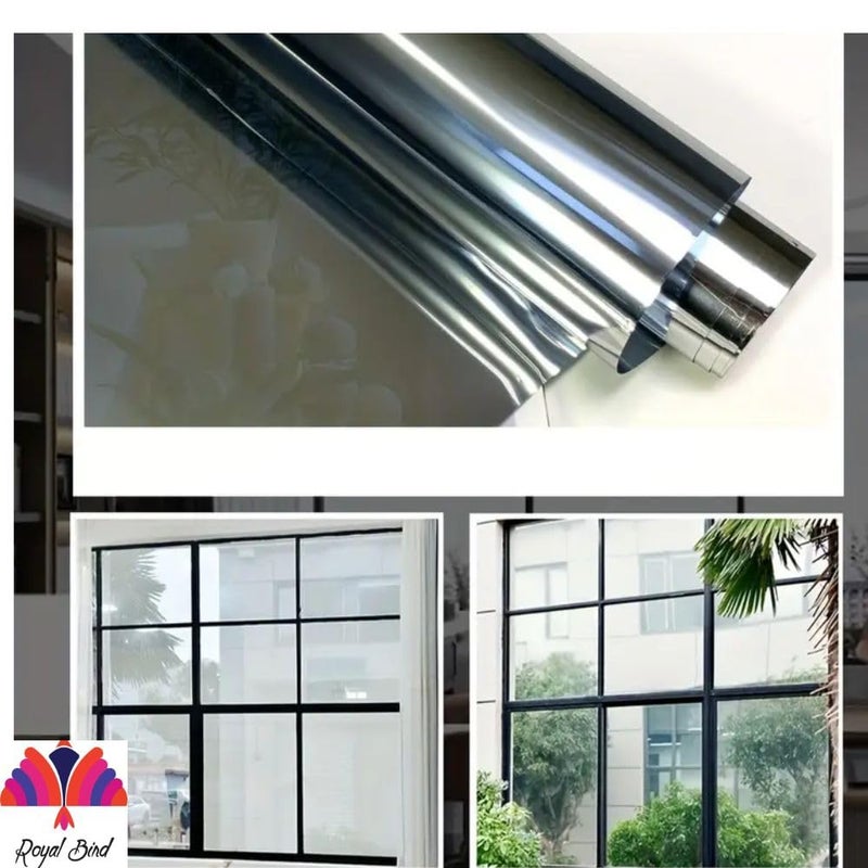 ROYAL BIRD Window Privacy Film One Way Window Tint for Home Static Cling Anti UV Sun Blocking Reflective NonAdhesive Window Privacy Silver 20inX180Inch - Image 4