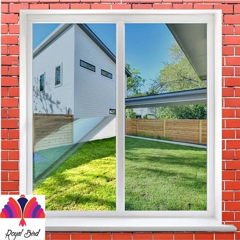 ROYAL BIRD Window Privacy Film One Way Window Tint for Home Static Cling Anti UV Sun Blocking Reflective NonAdhesive Window Privacy Silver 20inX180Inch - Image 5