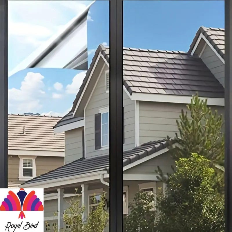 ROYAL BIRD Window Privacy Film One Way Window Tint for Home Static Cling Anti UV Sun Blocking Reflective NonAdhesive Window Privacy Silver 20inX180Inch - Image 2