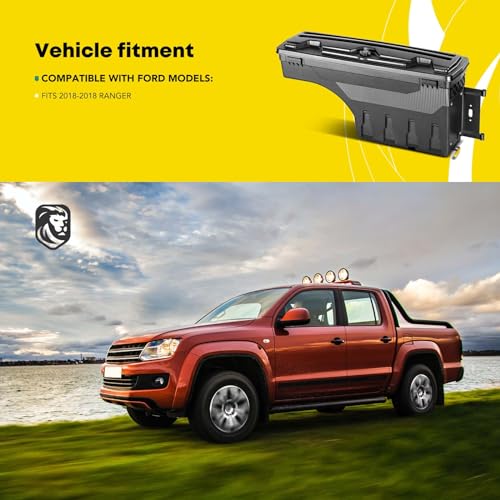 YHTAUTO Truck Bed Storage Tool Box Lockable Compatible with 2012-2018 Ford Ranger, Passenger Side, Swing Waterproof Wheel Well Toolbox - Image 2